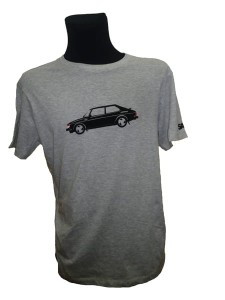 KOSZULKA T-SHIRT SZARA Z NADRUKIEM SAAB 900