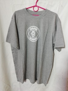 KOSZULKA T-SHIRT SZARY Z NADRUKIEM SAAB-SCANIA