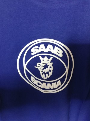 KOSZULKA T-SHIRT NIEBIESKI Z NADRUKIEM SAAB-SCANIA