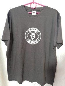 KOSZULKA T-SHIRT GRAFITOWY Z NADRUKIEM SAAB-SCANIA