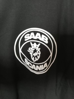 KOSZULKA T-SHIRT CZARNY Z NADRUKIEM SAAB-SCANIA