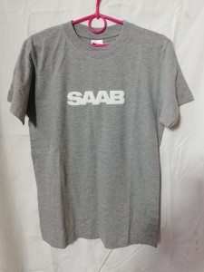 KOSZULKA T-SHIRT SZARY Z NADRUKIEM SAAB