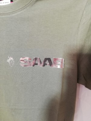 KOSZULKA T-SHIRT ZIELONY Z NADRUKIEM SAAB