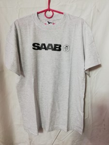 KOSZULKA T-SHIRT SZARY Z NADRUKIEM SAAB