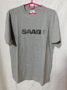 KOSZULKA T-SHIRT SZARY Z NADRUKIEM SAAB
