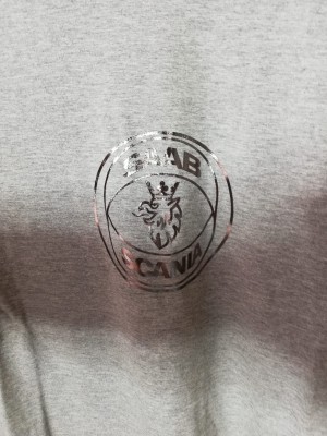 KOSZULKA T-SHIRT SZARY Z NADRUKIEM SAAB-SCANIA