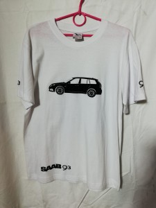 KOSZULKA T-SHIRT BIAŁY Z NADRUKIEM "SAAB 9-3 SC"