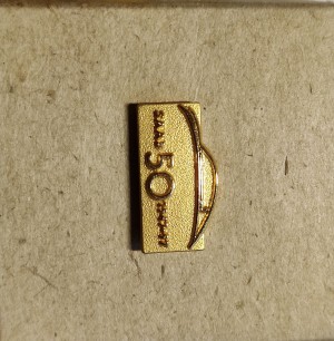 PRZYPINKA ZŁOTA Z LOGO SAAB 1947-97