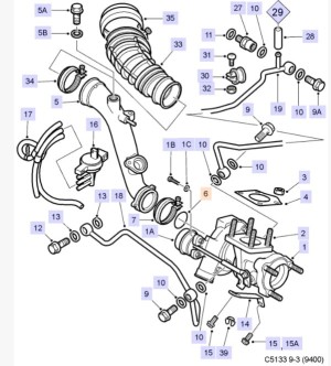 OBEJMA ŁĄCZĄCA RURE KOBRE Z TURBOSPRĘŻARKĄ DO SAAB 9-5 B205 B235 98-10R.