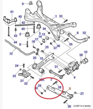 TULEJA  WEWNĘTRZNA DOLNEGO WAHACZA TYLNEGO DO SAAB 9-3 SS SC CV