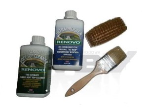  ZESTAW DO CZYSZCZENIA I USZCZELNIANIA MATERIAŁOWYCH DACHÓW CABRIO RENOVO RV1 CLEANER + RENOVO RV2 ULTRA + SZCZOTECZKA & ŚCIERECZKA