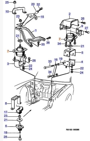 PODUSZKA SILNIKA PRZÓD DO SAAB 900 I 86-93R. 16V LEWA/PRAWA