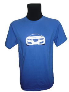 KOSZULKA T-SHIRT NIEBIESKA Z NADRUKIEM SAAB 9-5