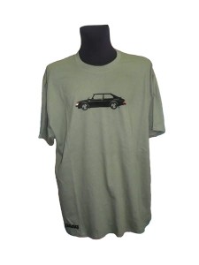 KOSZULKA T-SHIRT ZIELONA Z NADRUKIEM SAAB 900